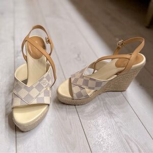Authentic Louis Vuitton Helios Wedge Sandal Size 38 or 7.5 US Size
